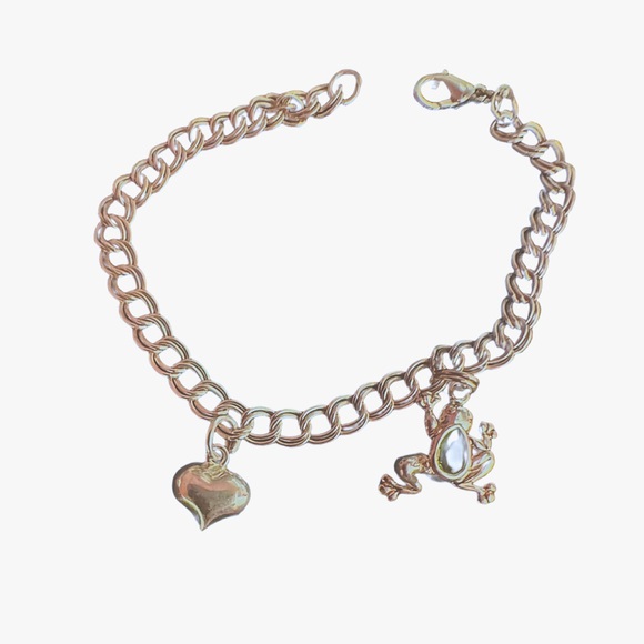 VTG Sterling Silver Charm Bracelet with Two Sterling Silver Charms and Gem - Picture 3 of 3